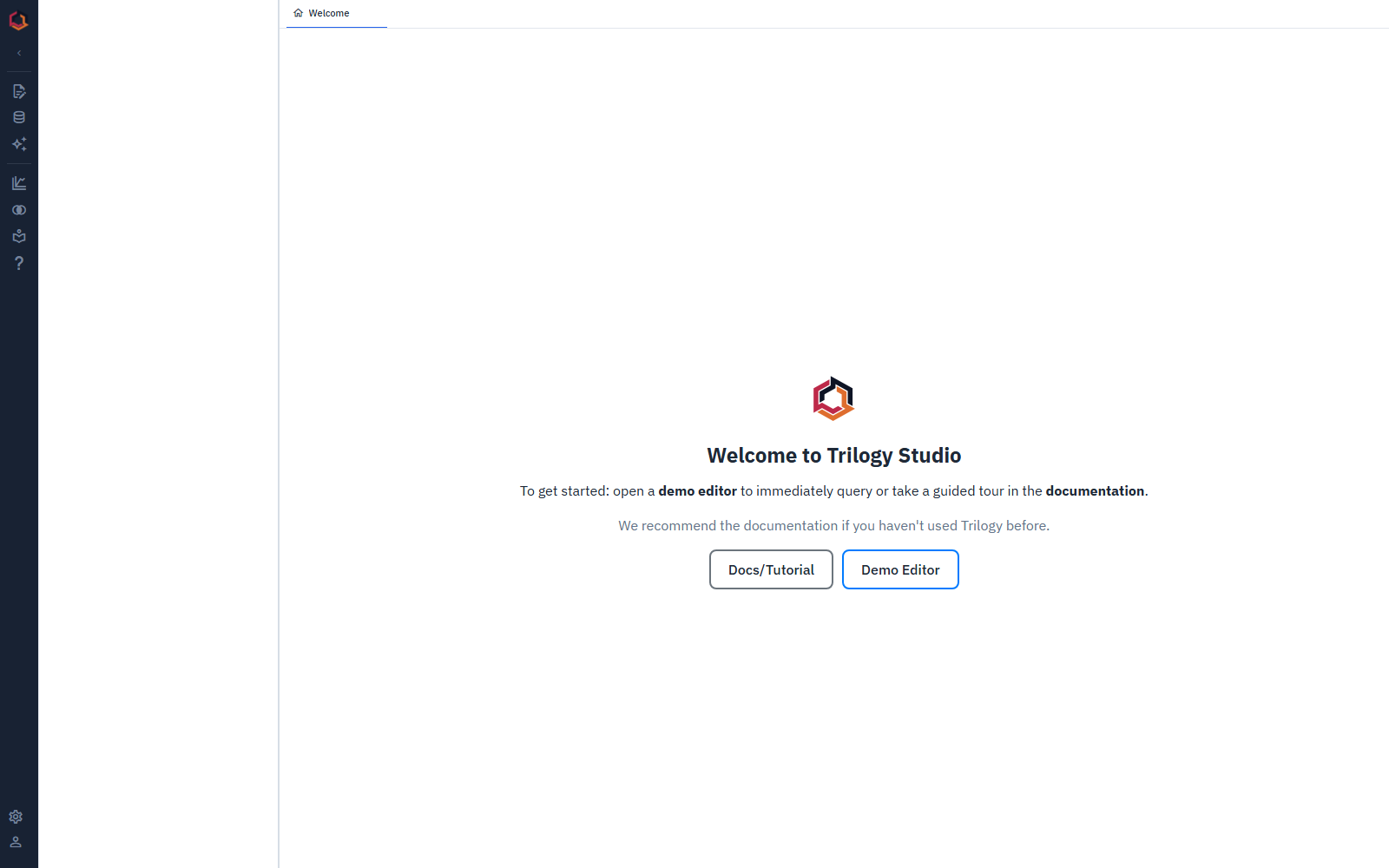 Trilogy Studio welcome screen Studio welcome screen